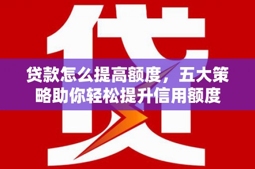 于洪贷款怎么提高额度，五大策略助你轻松提升信用额度